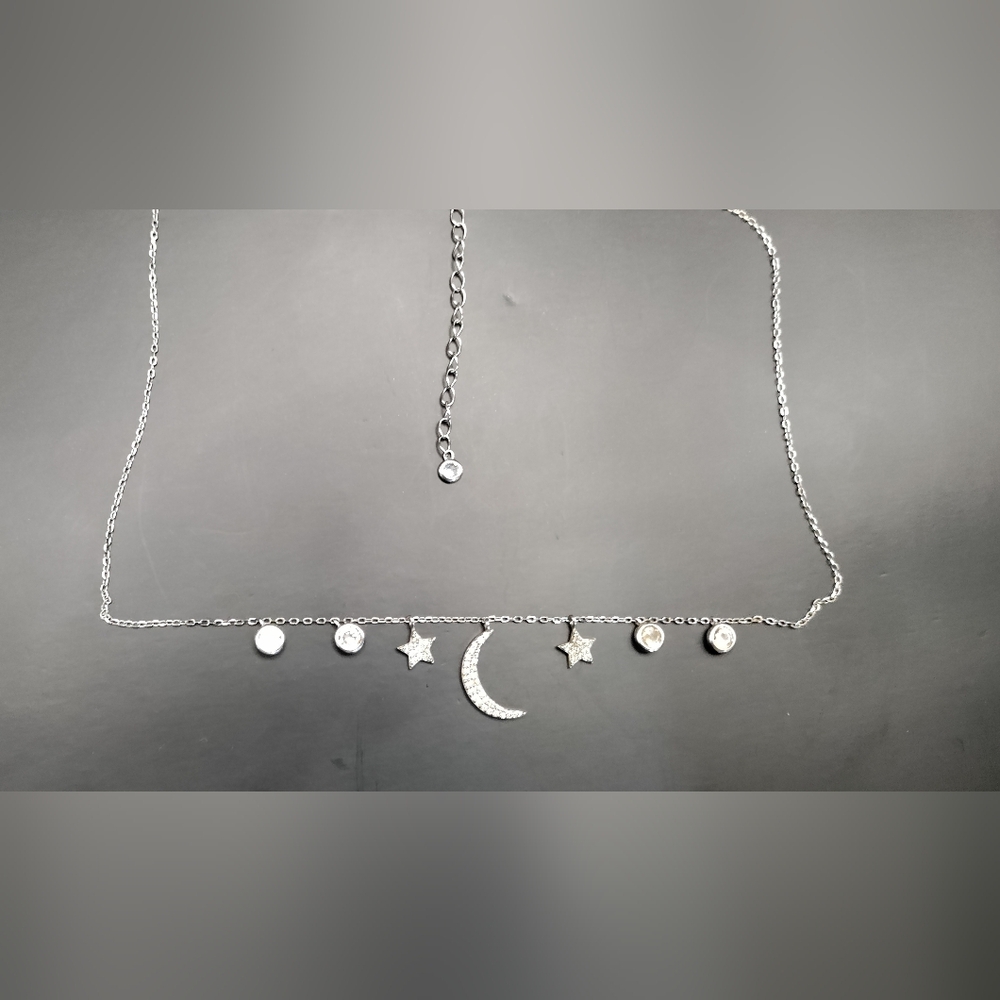 Delicate and Delightful Sterling Silver and Quartz Crystal Celestial Necklace.